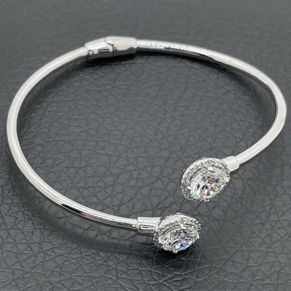 Bypass Bracelet Sterling Silver Simulated Diamonds Round Cut Absolute 4.28ctw - Picture 14 of 14